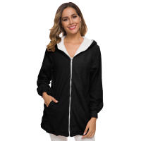 Suéter de lana con chaqueta de lana de cordero con capucha y cremallera para mujer - details 17