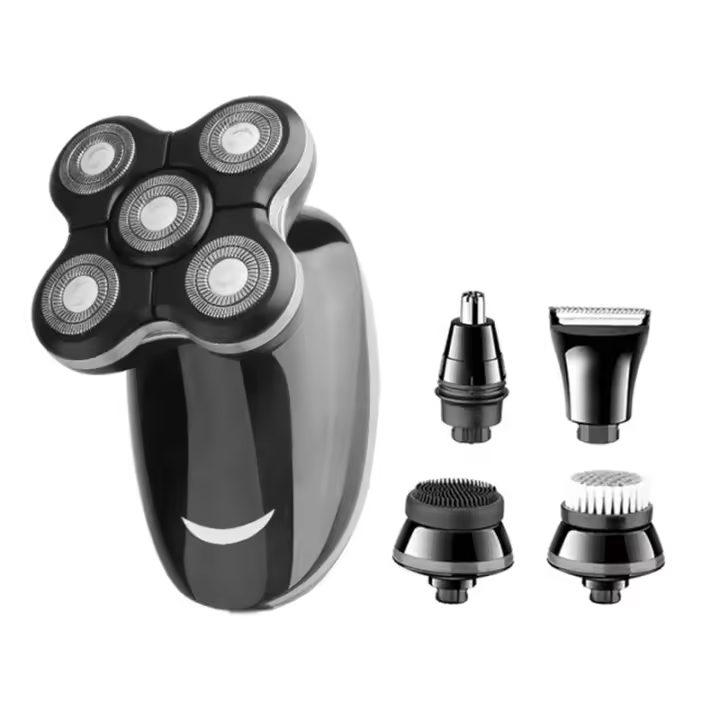 Kemei-Afeitadora eléctrica 5 en 1 para hombre, máquina de afeitar recargable, para cabeza calva, pulidora de pelo, recortadora flotante, 5 cabezales de cuchilla - 1