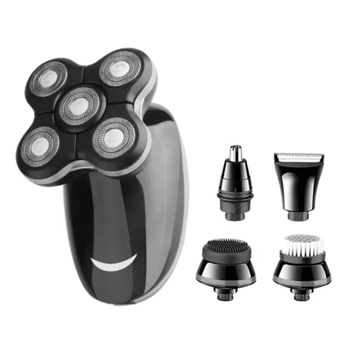 Kemei-Afeitadora eléctrica 5 en 1 para hombre, máquina de afeitar recargable, para cabeza calva, pulidora de pelo, recortadora flotante, 5 cabezales de cuchilla - 1