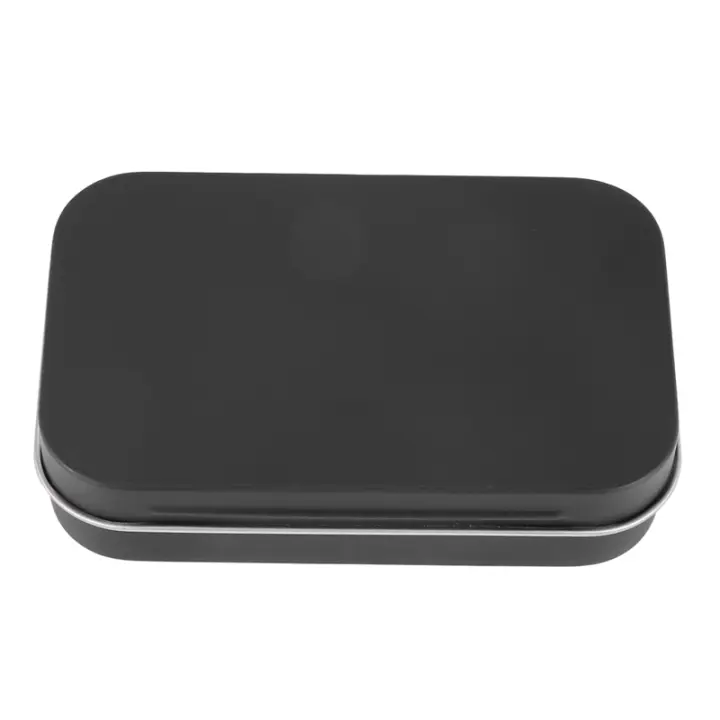 Caja de lata negra de Metal negro con caja de dulces mate, caja pequeña, 95x60x21mm - 1