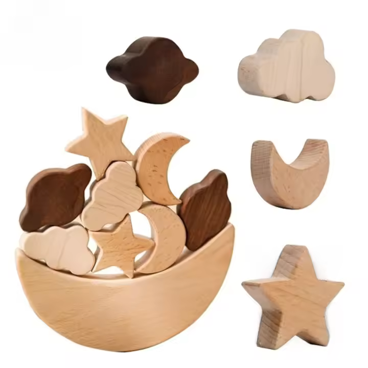 Juguetes de madera Montessori para bebés, bloque de equilibrio estilo luna estrella, juegos de mesa educativos para niños - 1