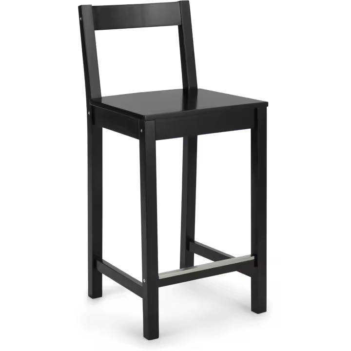 Madera maciza blanca, taburete de bar con respaldo, silla de comedor, fácil montaje, moderno. - 1