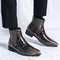Zapatos de tacón alto puntiagudos informales Chelsea para hombre, vestido, botines de cuero, para hombre - details 7