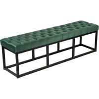 Banqueta En Estilo Velvet con Base Metálica Cuadrada I Banco Decorativo, Color:Verde Claro, Tamaño:150 cm - details 0
