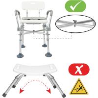 Silla Ducha Mayores (150 kg) con Refuerzo Doble Barra y Cojín, Taburete Baño Adulto, Blanco, Montaje sin Herramientas - Fabricado en España - details 3