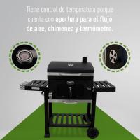 Barbacoa Portátil de Carbón Rodantes, Bandejas Laterales, Sistema de Ventilación y Depósito de Ceniza Parrilla de Acero de 57x42cm Tamaño 116,5x13,1x56cm - details 4