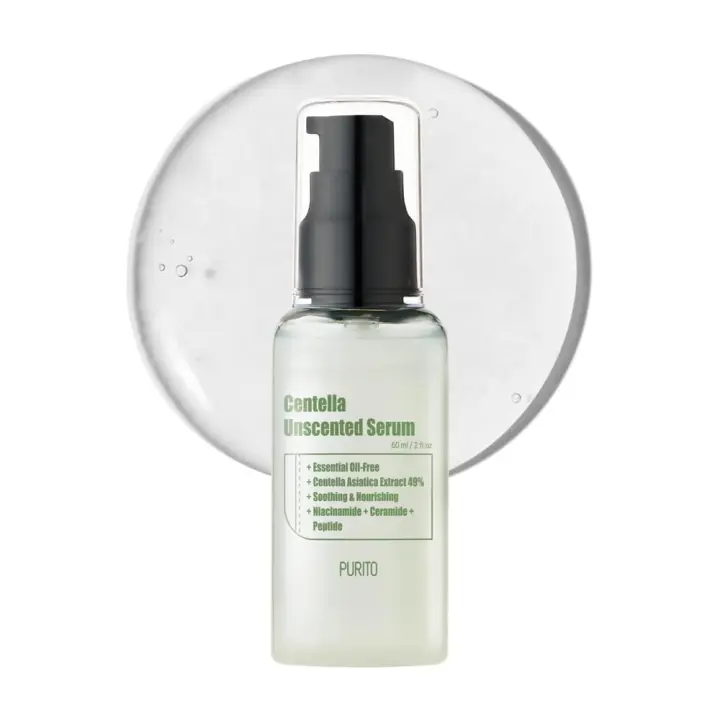 PURITO Centella Sérum sin perfume, todo tipo, ampolla, calmante, calmante, suero facial para rostro, vegano y libre de crueldad, piel coreana - 1
