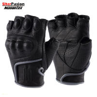 Guantes de cuero auténtico para motocicleta, manoplas de medio dedo para Motociclista, Luva, Gant, Enduro, novedad de Verano - details 1