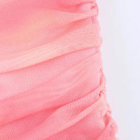 TRAFZA, vestidos estampados de estilo playero de verano para mujer, sin tirantes, sin mangas, plisado con cremallera, vestido Midi de tul con dobladillo dividido y espalda descubierta - details 7