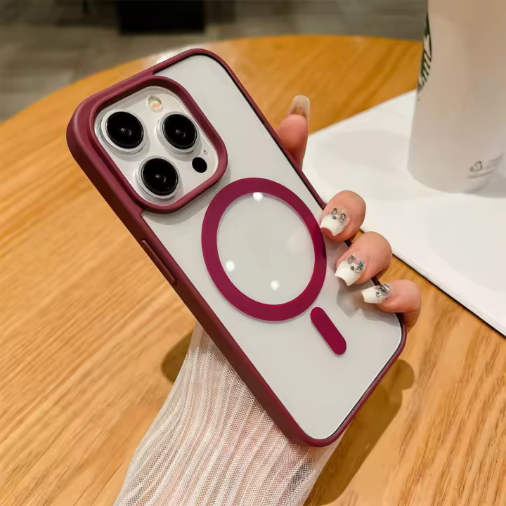 Funda de Carga Inalámbrica Magsafe de Lujo para iPhone A Prueba de Golpes, Cubierta Magnética Transparente - 1