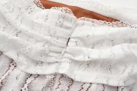 Elegante Vestido Largo de Polyester y Seda Diseño Ajustado Blanco con Hombros Descubiertos - details 18