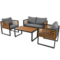 Juego de Exteriores de Jardín Marco de Hierro Galvanizado Mesa de Comedor de 4 Piezas - details 2