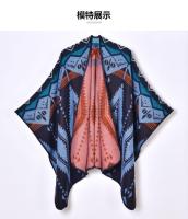 Chal grueso y cálido para mujer, estilo retro, de jacquard, de talla grande, con abertura para mujer, para otoño e invierno - details 1