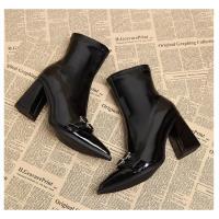 Botines De Tacón Para Mujer, Botines Clásicos De Diario Con Puntera Estrecha Y Cremallera Lateral, - details 19