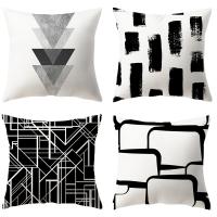 Funda de almohada cuadrada de arte geométrico abstracto blanco y negro para sofá de casa, 4 Uds. - details 0