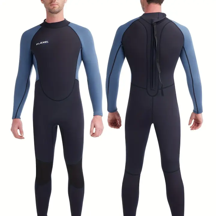 Traje de neopreno largo de manga larga para hombre, FLEXEL, cálido, protección UV, traje de surf para clima frío, kayak - 1