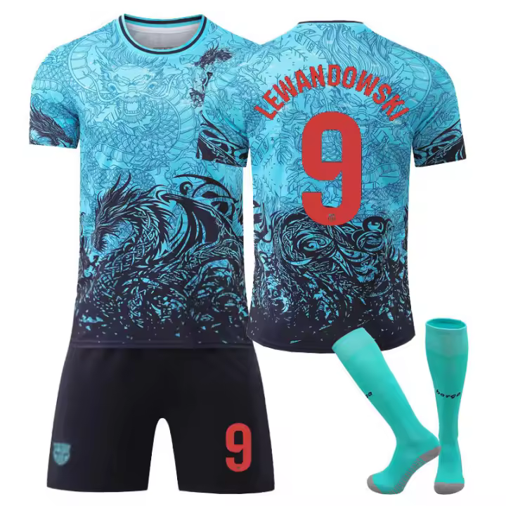 Camiseta de Fútbol Edición Especial de Barcelona Azul No. 19 Yarmolenko No. 6 Gavi No. 8 Pedri No. 9 Conjunto Deportivo y de Moda - 1
