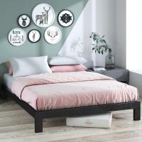 Arnav Cama 135x190 cm - Altura 26 cm - Somier de plataforma de metal con soporte de listones de madera - Negro - details 0