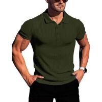 Ropa deportiva para correr para hombre, poste de pie de manga corta de alta elasticidad de verano, suéter básico de punto fino - details 30