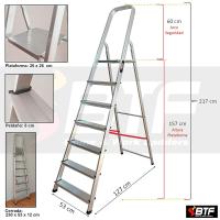 7 Peldaños en Aluminio - Escaleras Plegables Aluminio - Hecho en Europa - Portátil y Plegable - details 2