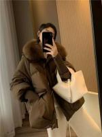Chaqueta de Invierno de Puffa con Cuello de Piel Falsa Abrigo Cálido, Suelto, con Cremallera de Bolsillo para Mujeres - details 1