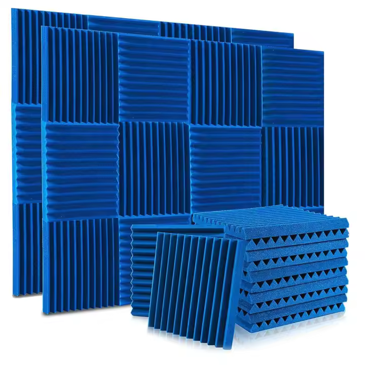 Paneles de espuma acústica insonorizados, paquete de 24 paneles de pared de 1x12x12 pulgadas con sonido de fuego, cuñas de sonido para estudios, hogar - 1