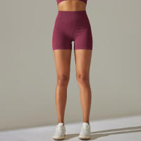 Hamidou-pantalones cortos de Yoga para mujer, Shorts deportivos de cintura alta, sin costuras, con realce de glúteos, para gimnasio, entrenamiento de verano - details 4