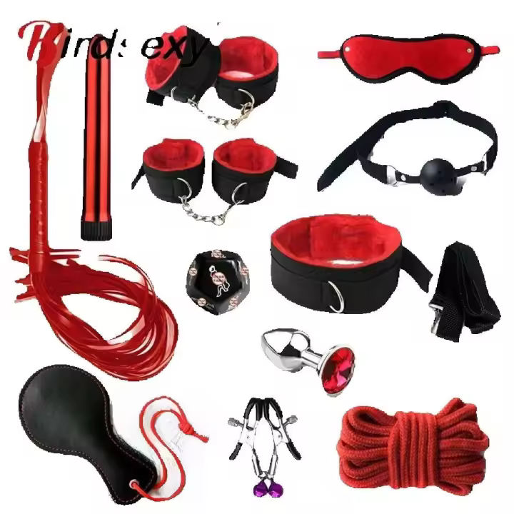Leten-Kits de Bondage para mujeres, esposas, mordaza, látigo, pinzas para pezones, juguetes eróticos para mujeres, parejas, tienda sexual para adultos, tapón Anal, cola - 1