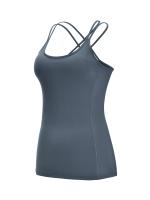 Camiseta gris sin mangas con tirantes y sujetador extraíble incorporado para mujer - details 4