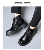 Nuevas botas de cuero de algodón. Botas cortas de locomotora interior de suela gruesa de estilo británico fino. - details 19