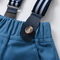 Traje de verano para niños, chaleco, camisa Floral de manga corta, pantalones cortos con tirantes, conjunto de tres piezas, traje Pastoral de moda - details 16