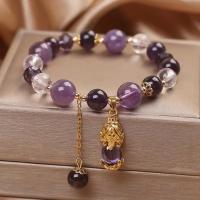 Elegante Pulsera de Amatista Romántica Colgante de Cinco Pétalos de Cristal Retro de Lujo para Mujeres Regalo de Joyería para Novia - details 3