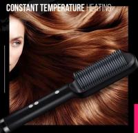 Plancha de pelo de anión 2 en 1, rizador con pantalla LCD para cabello seco/húmedo, peine eléctrico para mujer - details 8