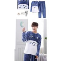 Pijama Caliente Para Hombre Otoño Invierno Coral polar Manga Larga Tejido Suave Confor Para Dormir Ropa Casera Joven - details 5