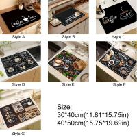 Tapete para máquina de café Vintage versátil, mantel individual antideslizante absorbente, rectangular, resistente a la suciedad, almohadilla de secado de platos, vajilla, 2 uds. - details 0