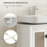 Debajo l Lavabo Pie 2 Puertas Ratán PE 2 Estantes y Sistema Antivuelco Cuarto 60x30x60 cm Blanco - details 6
