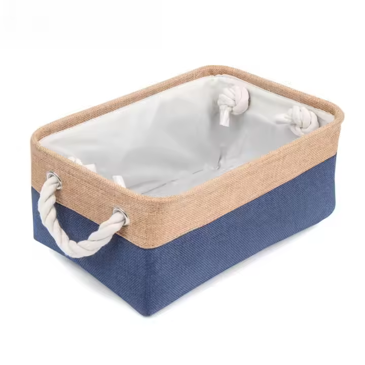 Cesta De Almacenamiento De Ropa Para Bebé Organizador De Lino Plegable Para Calcetines Sujetadores Y Juguetes En Colores Gris Azul Oscuro Café Rosa Beige Verde - 1