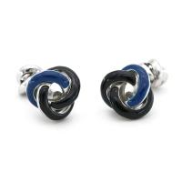 Gemelos con nudo de doble cara con diseño de bola para hombre, material de cobre de alta calidad, azul, venta al por mayor y al por menor - details 3