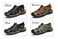 Sandalias de piel auténtica para hombre, zapatos informales para la playa, calzado deportivo antideslizante para exteriores, zapatos romanos de talla grande 38-48 - details 5