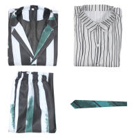 Disfraz de la película escarabajo para hombre, traje a rayas blancas y negras, 4 piezas - details 4