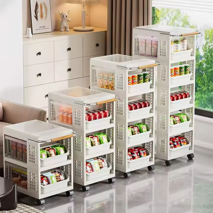 Cajón doméstico transparente del fabricante, contenedor rodante, carrito de mano, armario de almacenamiento de plástico - 1