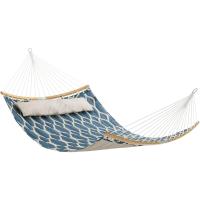 Hamaca de Bambú con Barras Separadoras Curvas Desmontables, Almohada, 200 x 140 cm, Carga 225 kg, Gris y Beige - details 8