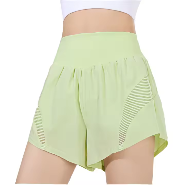 Pantalones cortos transpirables de doble capa para mujer, shorts de fitness de secado rápido, pantalones cortos de yoga, pantalones de entrenamiento, 2 en 1 - 1