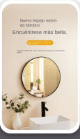Espejo redondo de aleación de aluminio de estilo nórdico de 30 cm, espejo de maquillaje de pared de estilo europeo - details 0