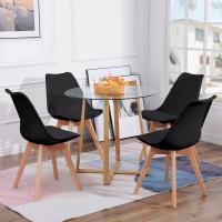 Juego de Mesa de Comedor y Sillas, 1 Mesa Redonda de 80 cm + 4 Sillas Blancas, de Diseño Nórdico - details 99