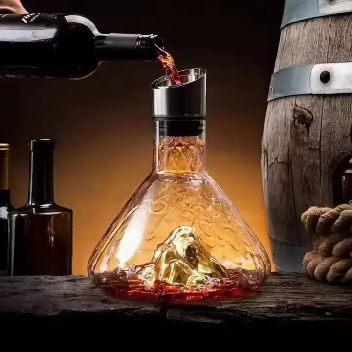 Vino con aireador incorporado, botella, decantador, vidrio soplado a mano, accesorios para vino, decantador de 1500 ml - 1
