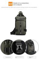 Bolso de pecho con múltiples bolsillos para hombre, bolso de hombro con carga USB, bolso de mensajes deportivo, bolso cruzado multifunción de gran capacidad para correr - details 3