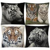 1 Funda De Almohada Con Diseño De Tigre De Animales, Funda De Lino nórdico Para Sofá De Sala De Estar - details 0