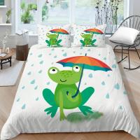 Juego de Ropa de Cama con Diseño de Ranas y Toad de Dibujos Animados a Lápiz Verde Tamaño King Queen Polyester Ideal para Niños y Adultos - details 17