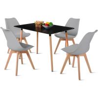 Juego de Mesa de Comedor y Sillas, 1 Mesa Redonda de 80 cm + 4 Sillas Blancas, de Diseño Nórdico - details 81